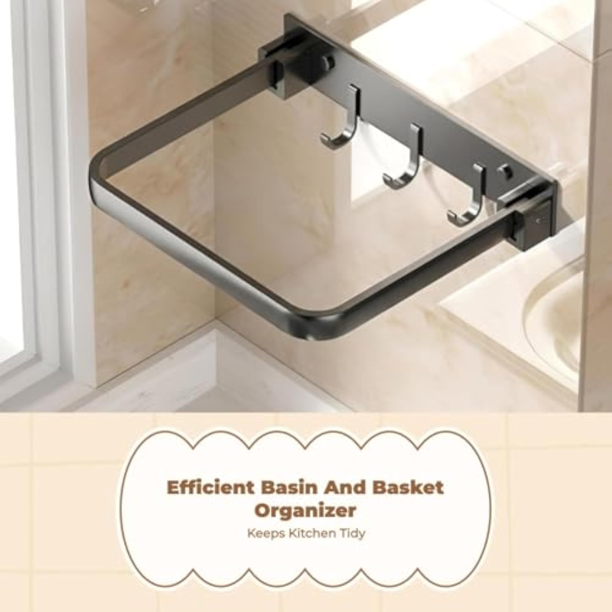 Kitchen Storage Rack, No-Drill Hanging Shelf